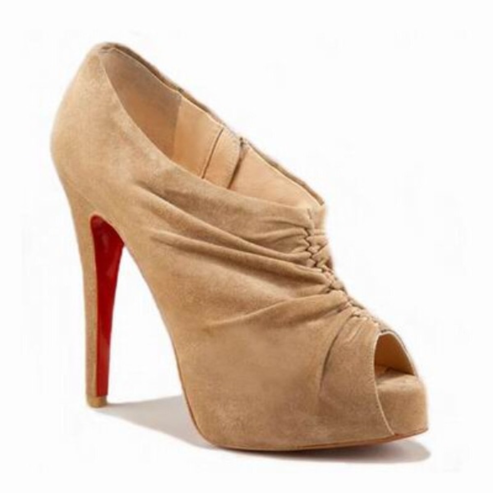 Christian Louboutin Treopli tan suede booties